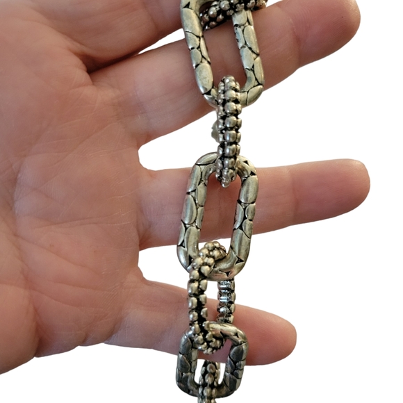 Silvertone Open Linked Chain Bracelet - Picture 3 of 4